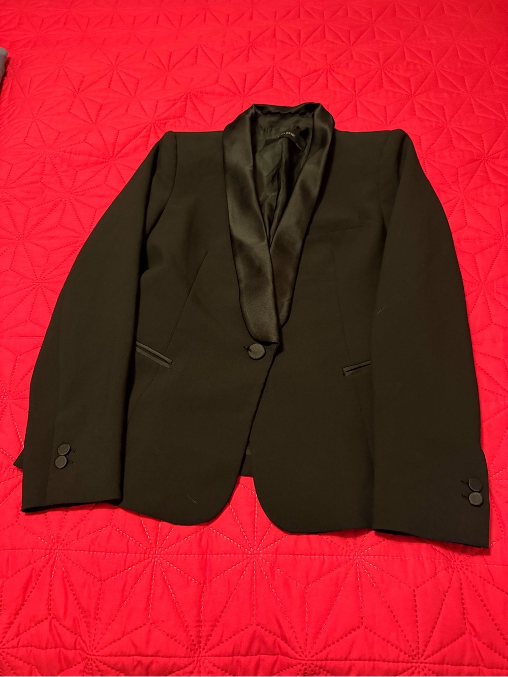 Zara Black Shawl Lapel Tuxedo Blazer